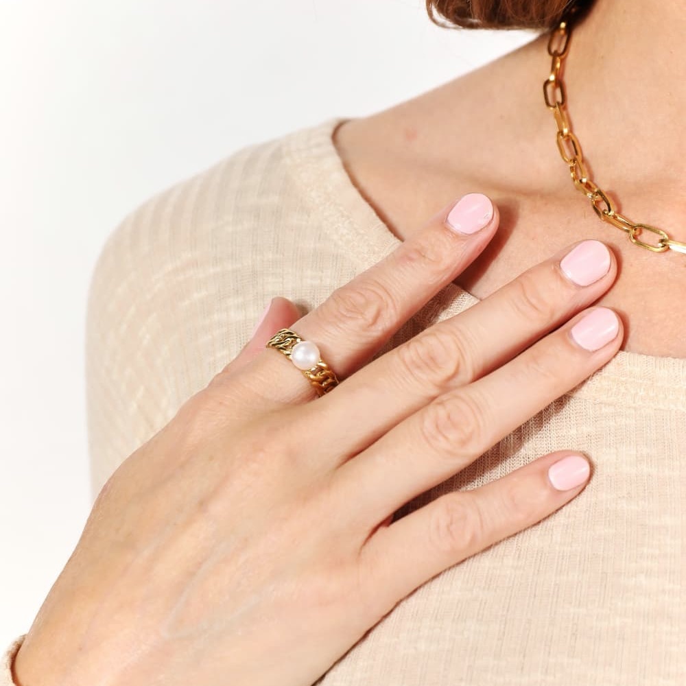 🌟NEW, CHIC**- Adored Pearl Stainless Steel Open Ring | OFFERS WELCOME - Picture 3 of 6